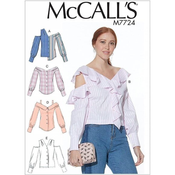 McCalls Sewing Pattern 7724 Misses Tops Cold Shoulder Size 14-22 - Picture 1 of 5